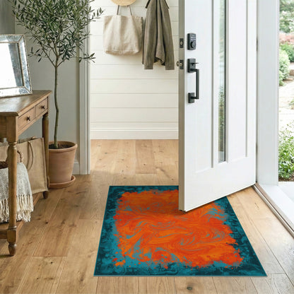Vibrant Abstract Area Vibrant Orange Swirl Abstract Area Rug