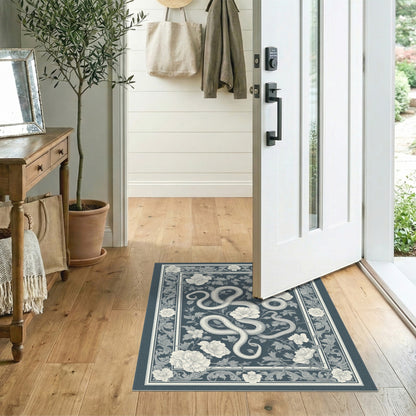 Blue Serpent Floral Vintage Area Rug