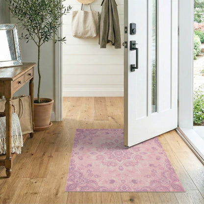 Pink Floral Medallion Area Rug