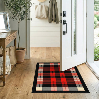 Red Geometric Modern Red Buffalo Plaid Area Rug