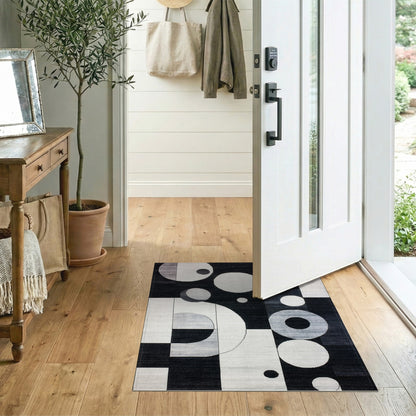 Black White Geometric Area Rug