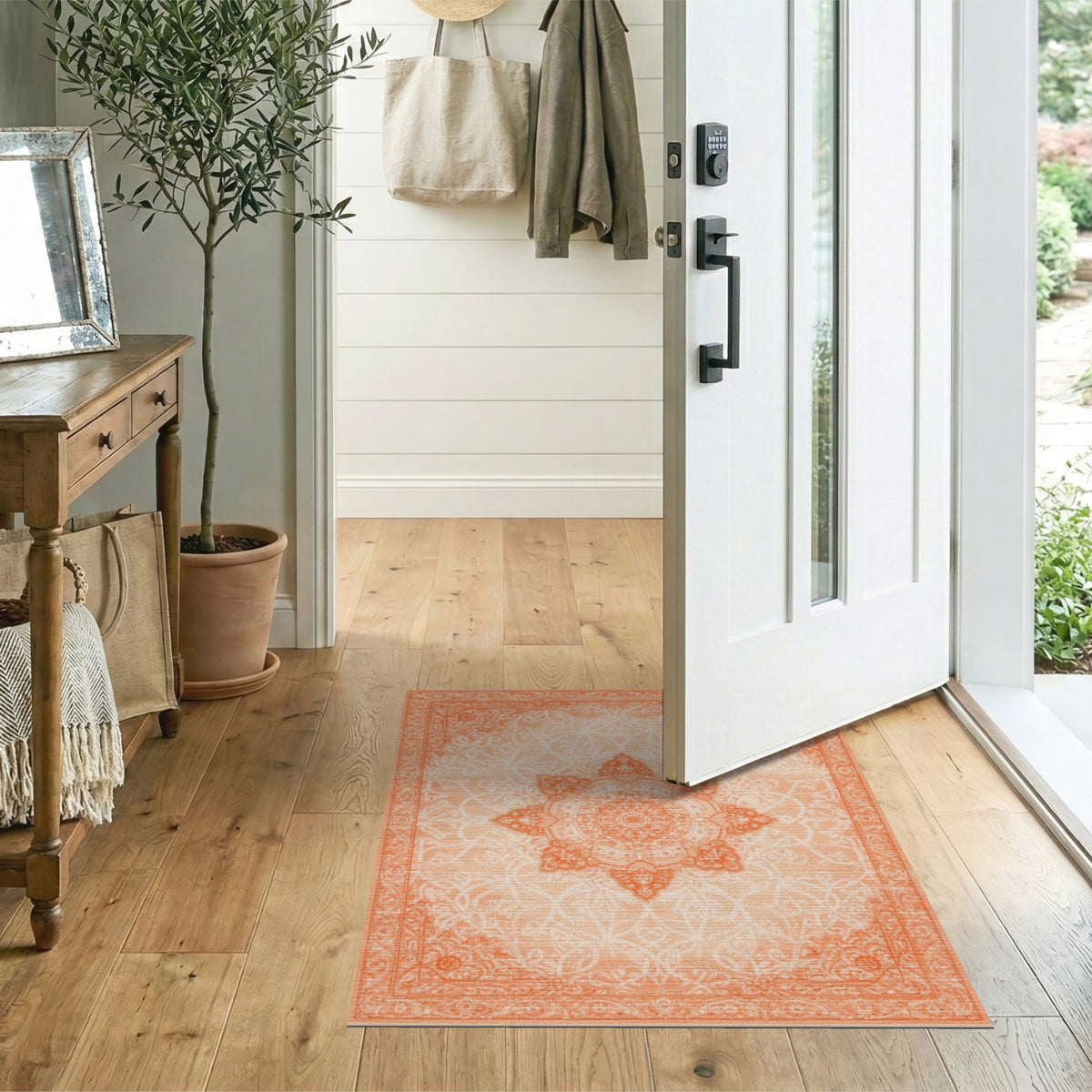 Orange Persian Medallion Area Rug