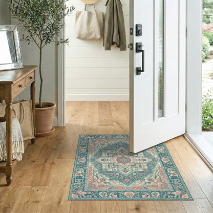 Teal Medallion Traditional Persian Traditional Persian Area Rug