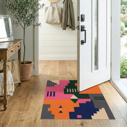 Bold Geometric Multi-Color Area Rug