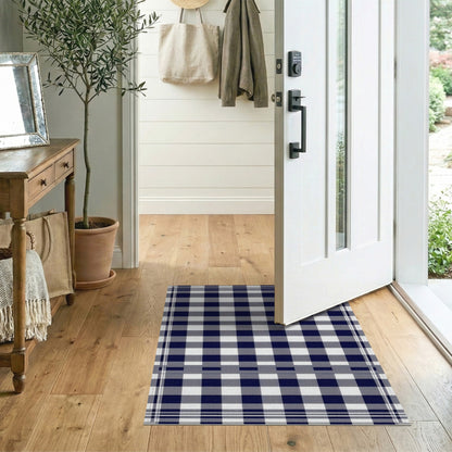 Geometric Modern Black and White Black White Checkered Plaid Area Rug