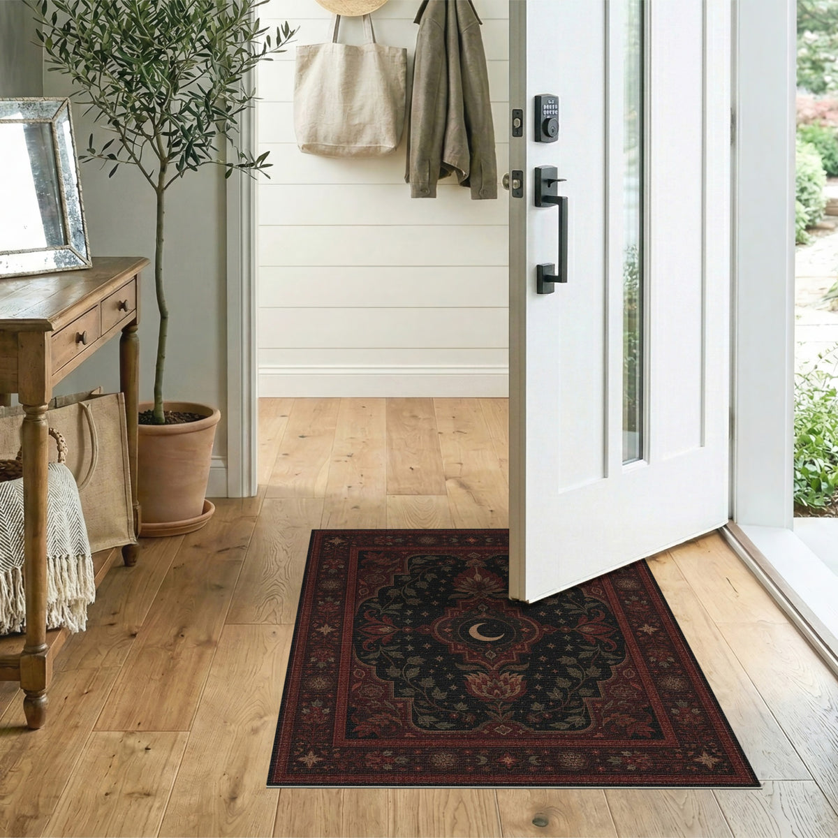 Red Celestial Floral Persian Area Rug