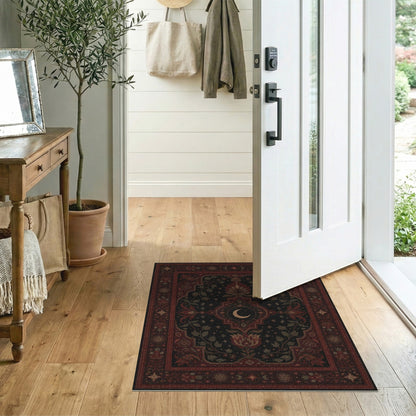 Red Celestial Floral Persian Area Rug