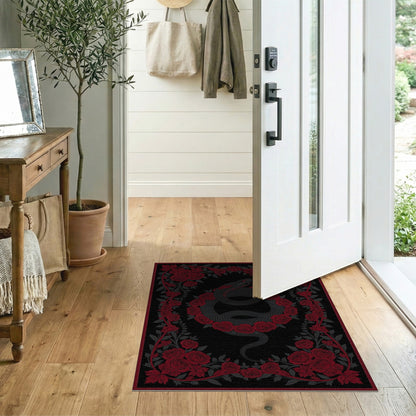 Red Rose Serpent Area Rug