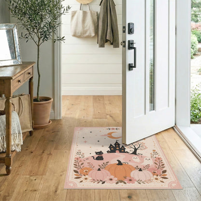Pink Halloween Kids Cartoon Area Rug