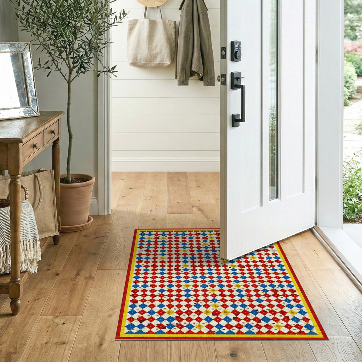 Vibrant Multi-Color Diamond Geometric Area Rug