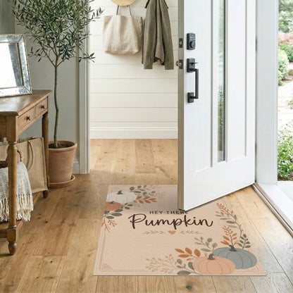 Hey There Pumpkin Beige Area Rug