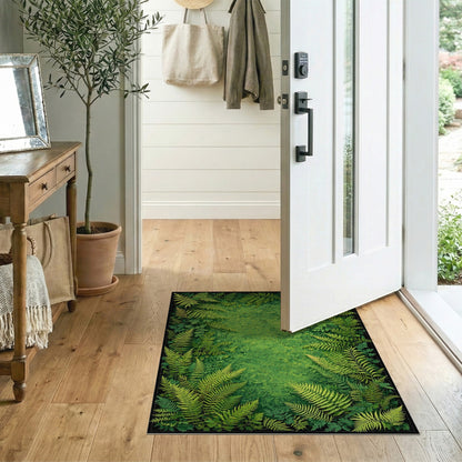 Boho Chic Lush Fern Forest Green Area Rug