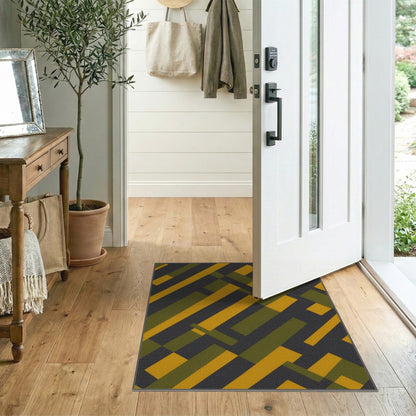 ODIKA Yellow Green Geometric Area Rug