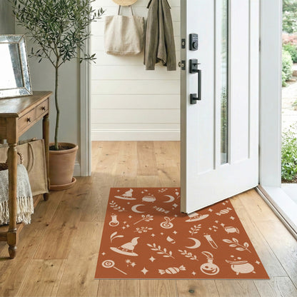 Orange Witch Hat Halloween Area Rug