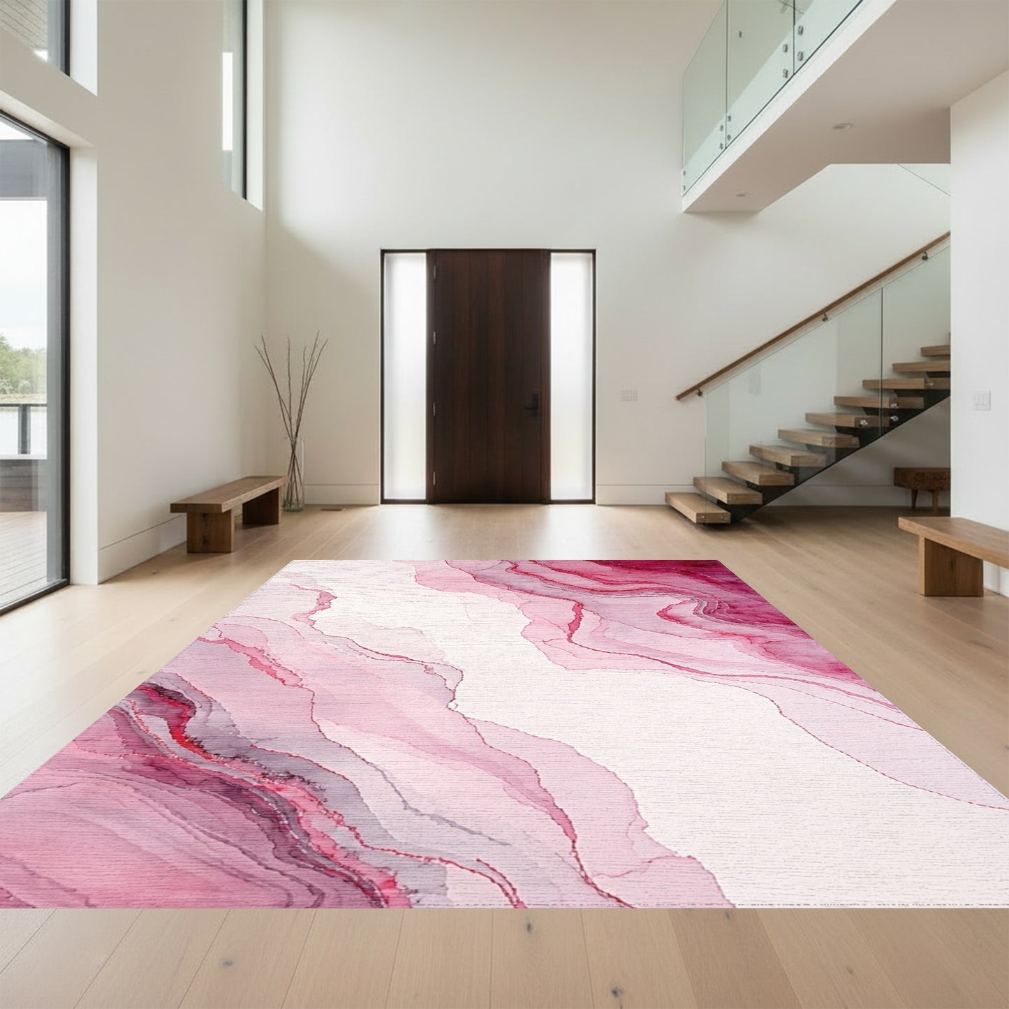 Blush Red Fluid Marble Rug