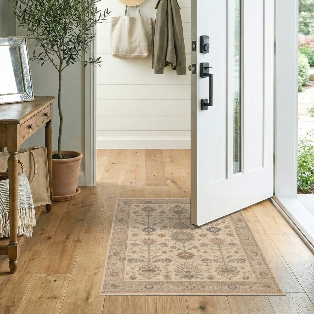Beige Persian Floral Medallion Traditional Persian Area Rug