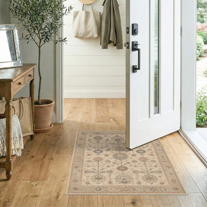 Beige Persian Floral Medallion Traditional Persian Area Rug