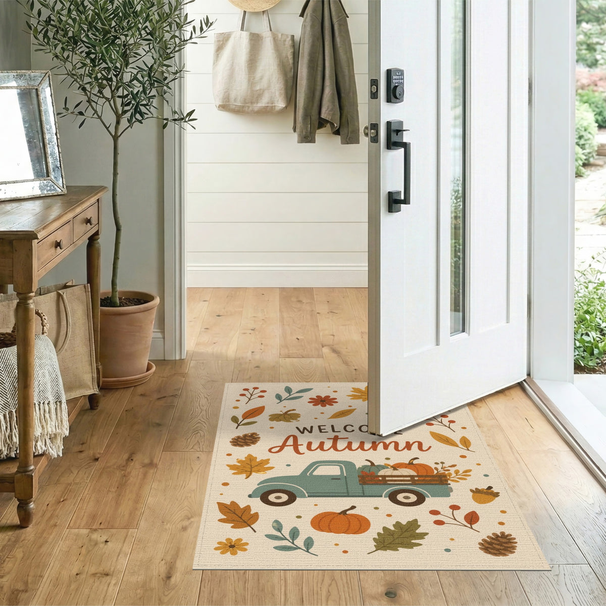Welcome Autumn Truck Area Rug