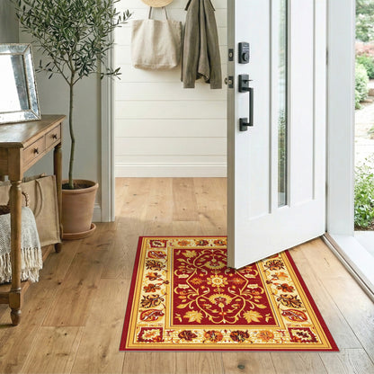 Red Floral Medallion Traditional Persian Area Rug