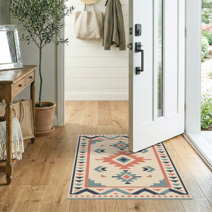 Southwestern Geometric Teal Area Rug