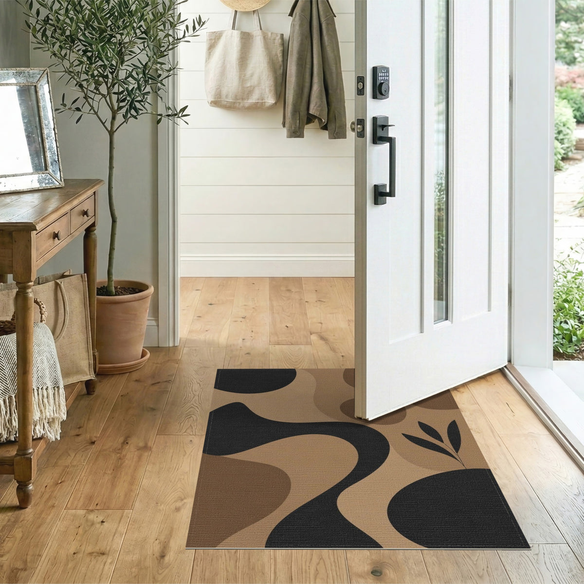 Brown Tan Abstract Organic Area Rug