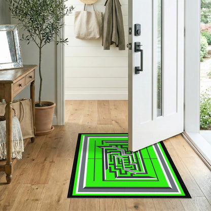 Green Geometric Modern Green Geometric Maze Area Rug
