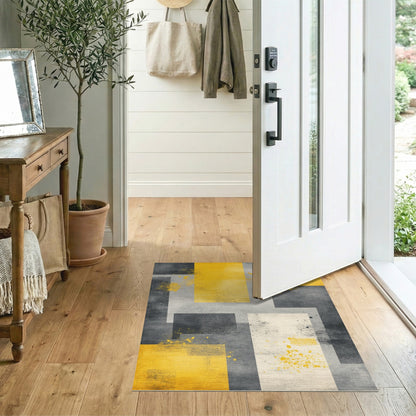 Geometric Modern Yellow Grey Geometric Abstract Area Rug