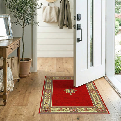 Red Crest Medallion Traditional Persian Rug
