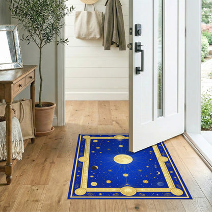 Celestial Moon Phase Blue Area Rug