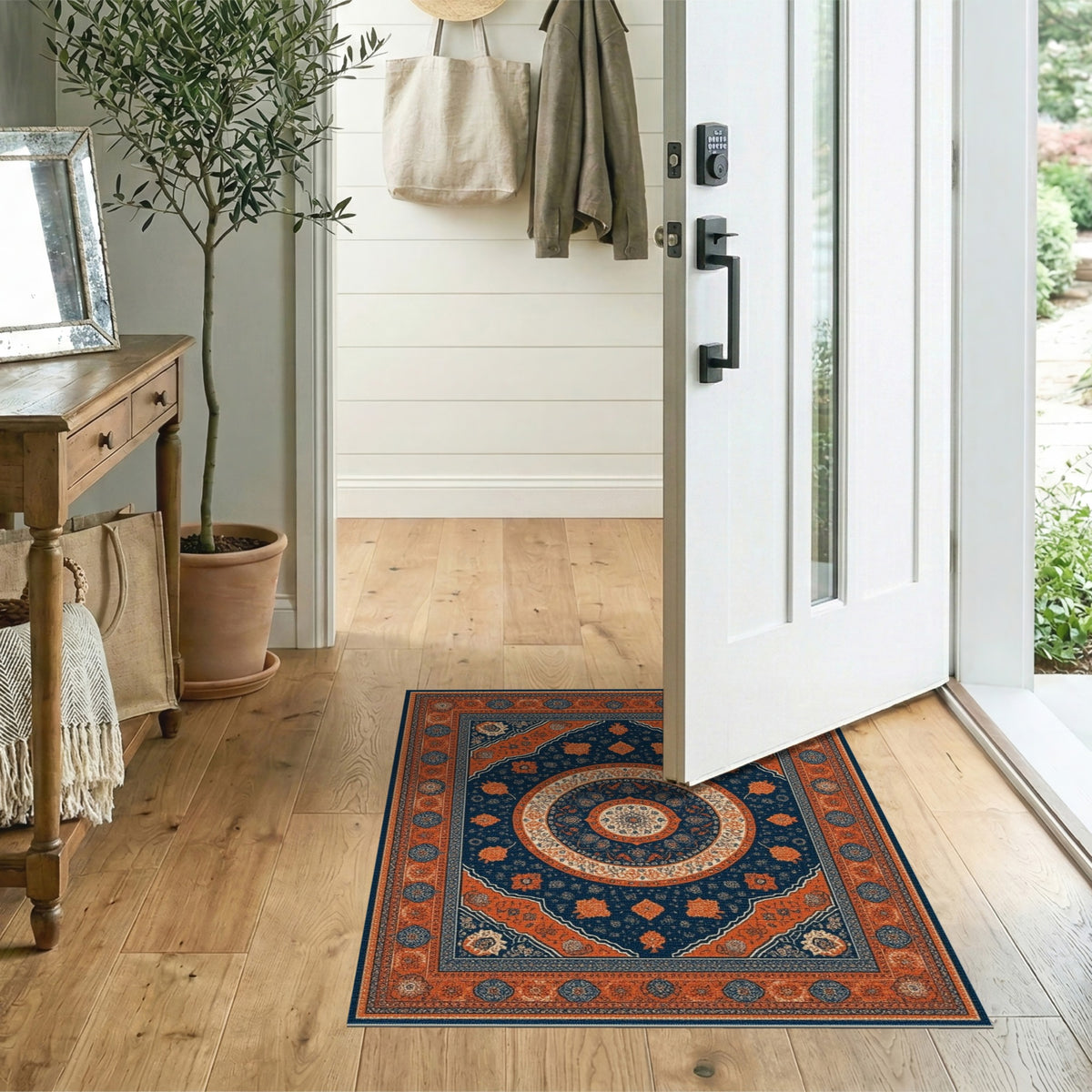 Navy Blue and Teal Navy Blue Orange Persian Medallion Area Rug