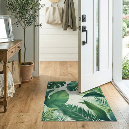 Lush Green Leaf Washable Area Rug