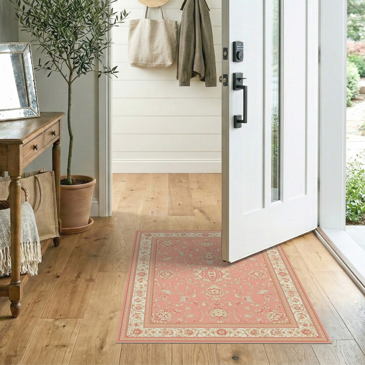 Pink Floral Vintage Area Rug