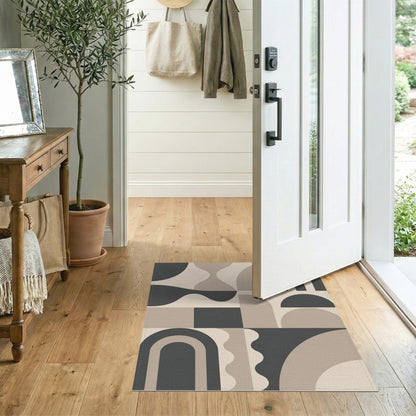 Beige and Neutral Geometric Modern Geometric Beige Area Rug