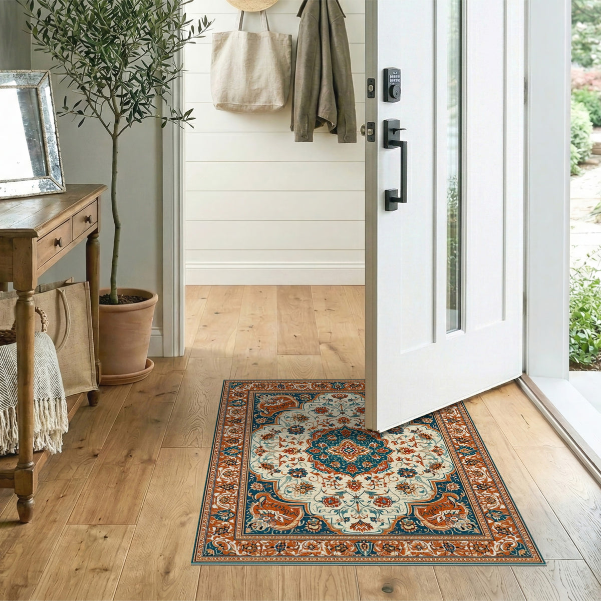 Floral Blue Teal Persian Floral Area Rug