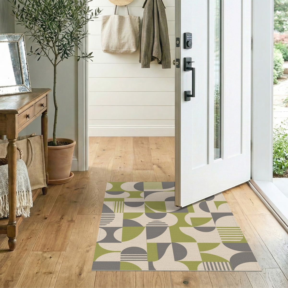 Green Geometric Area Rug