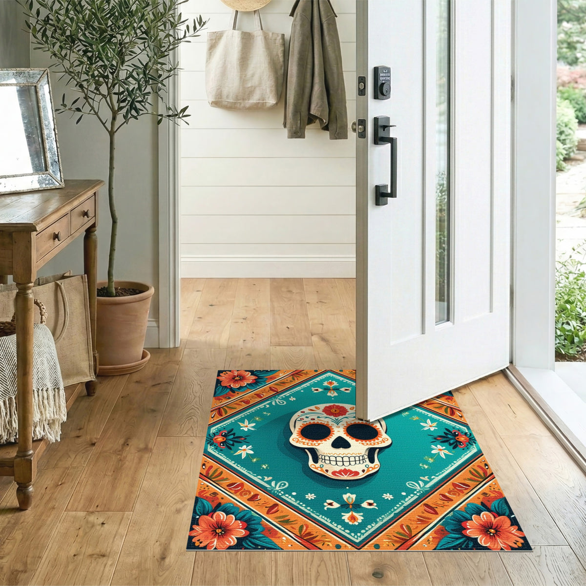 Heritage Tribal Vibrant Sugar Skull Floral Area Rug