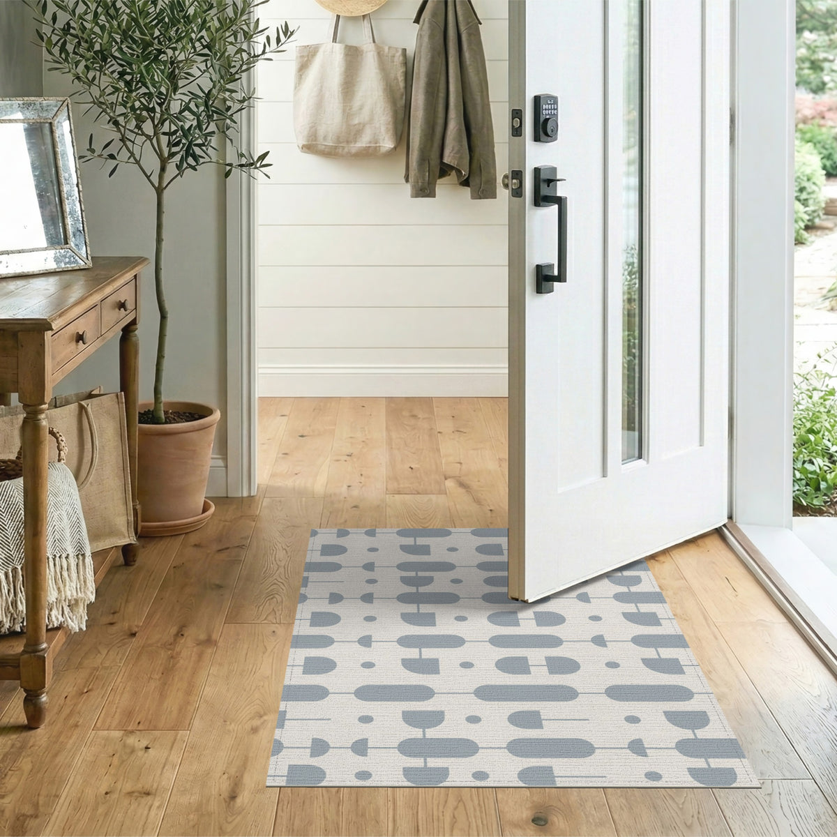 Grey Geometric Modern Area Rug