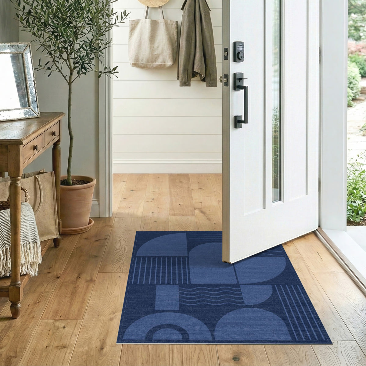 Navy Geometric Modern Navy Blue Geometric Area Rug