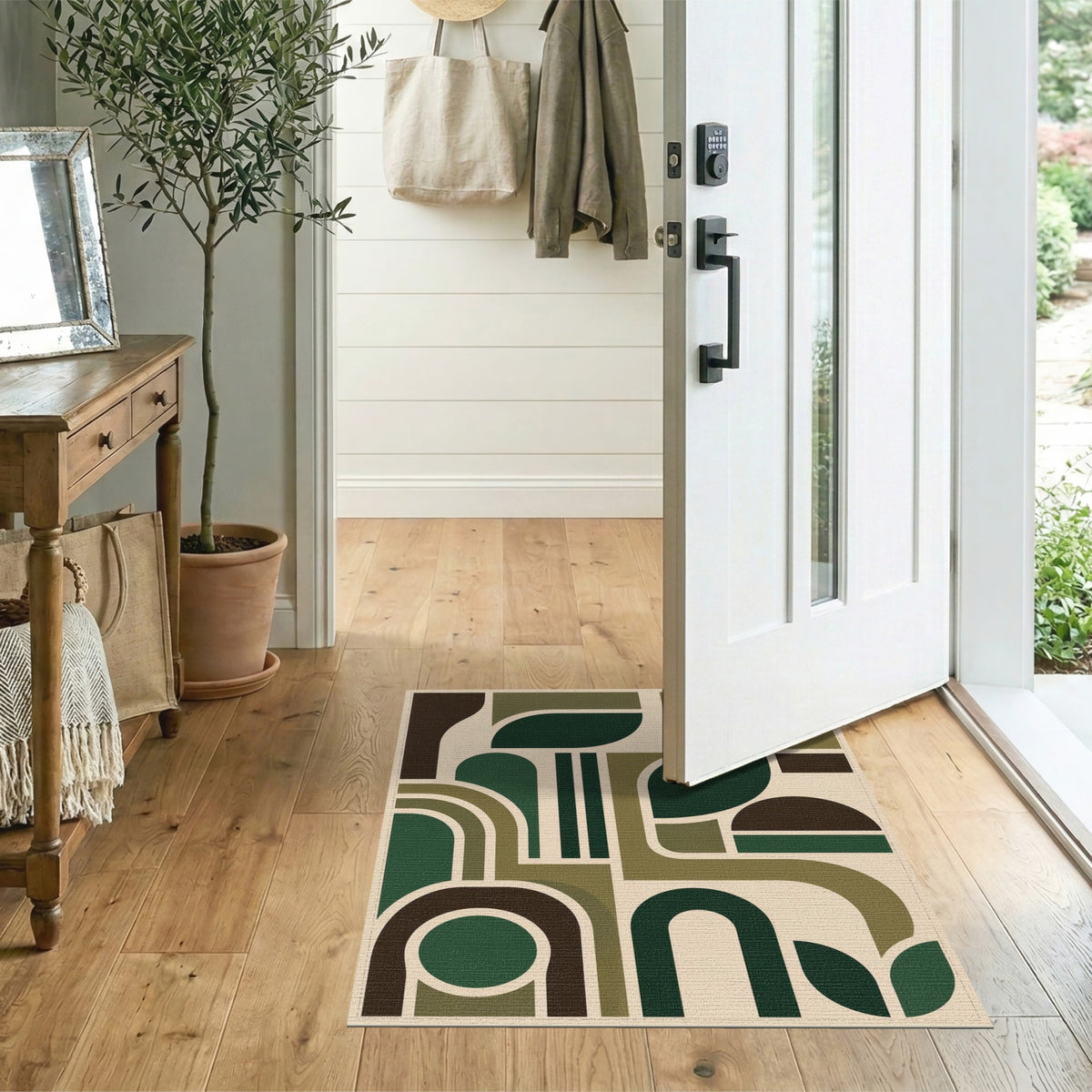 Green Geometric Modern Area Rug