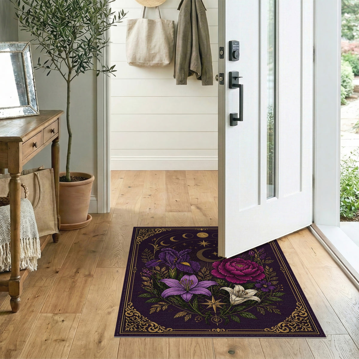Purple Celestial Floral Vintage Area Rug