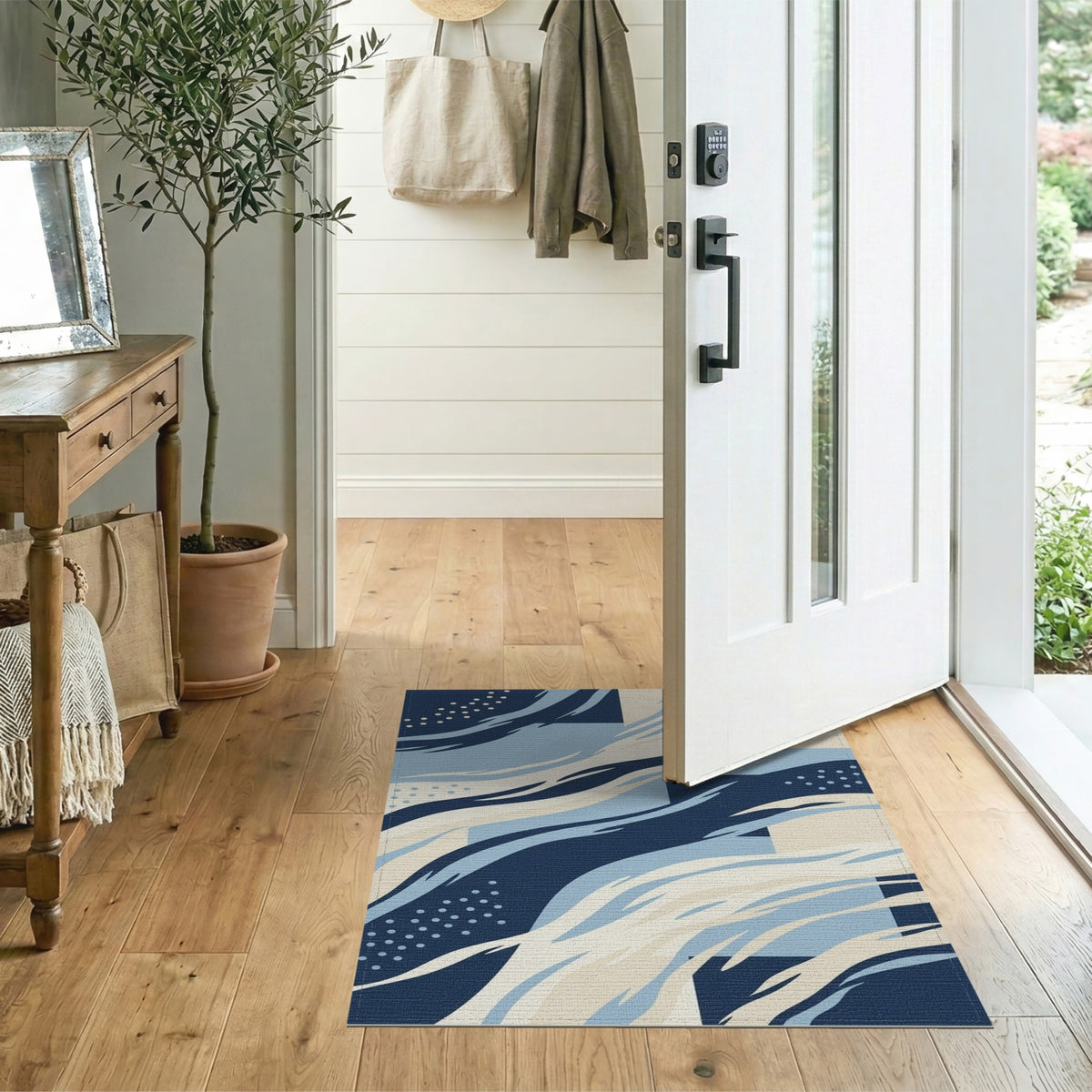 Wave Blue Abstract Wave Area Rug