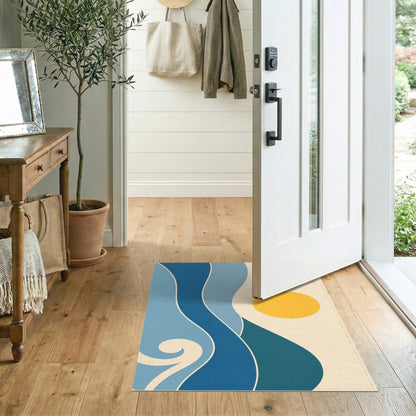 Blue Wave Abstract Area Rug
