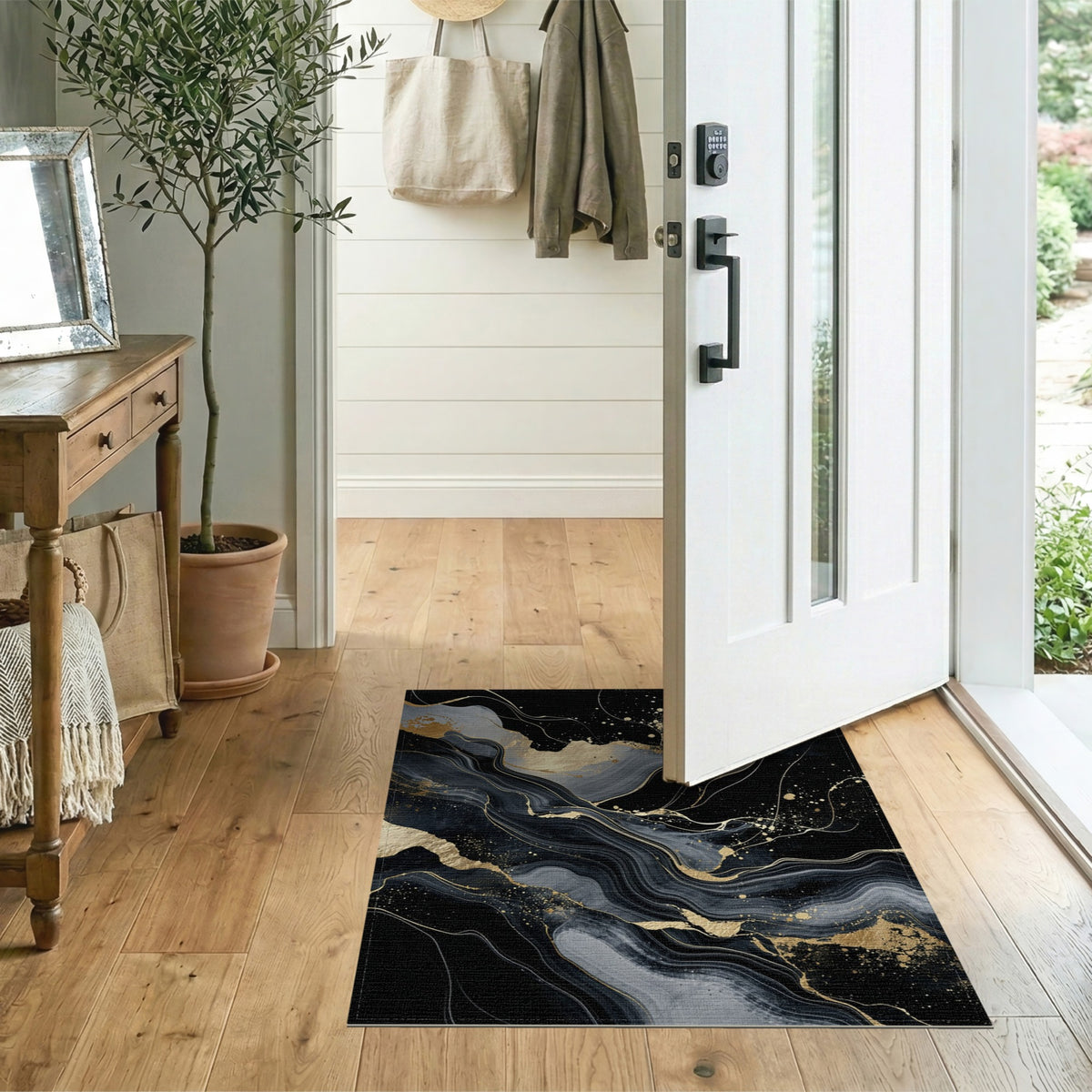 Luxury Black Gold Abstract Area Rug