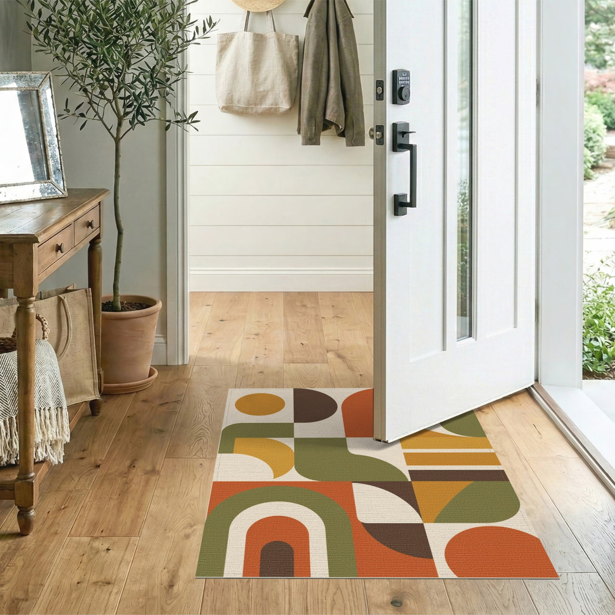 Bold Geometric Area Rug in Earth Tones