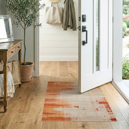 Orange Distressed Vintage Area Rug