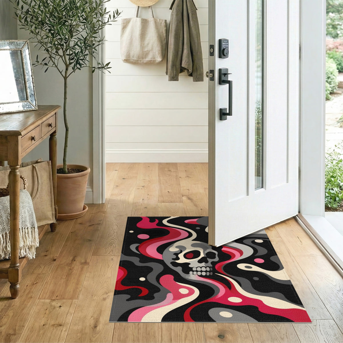Skull Smoke Swirl Area Rug