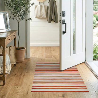Orange Striped Orange Striped Geometric Area Rug