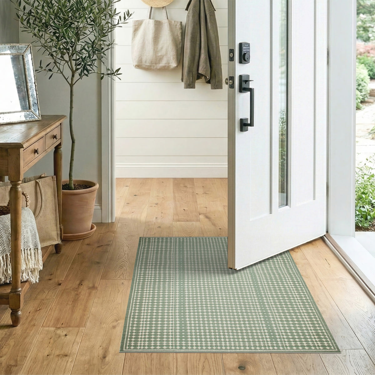Green Geometric Modern Green Geometric Circle Area Rug