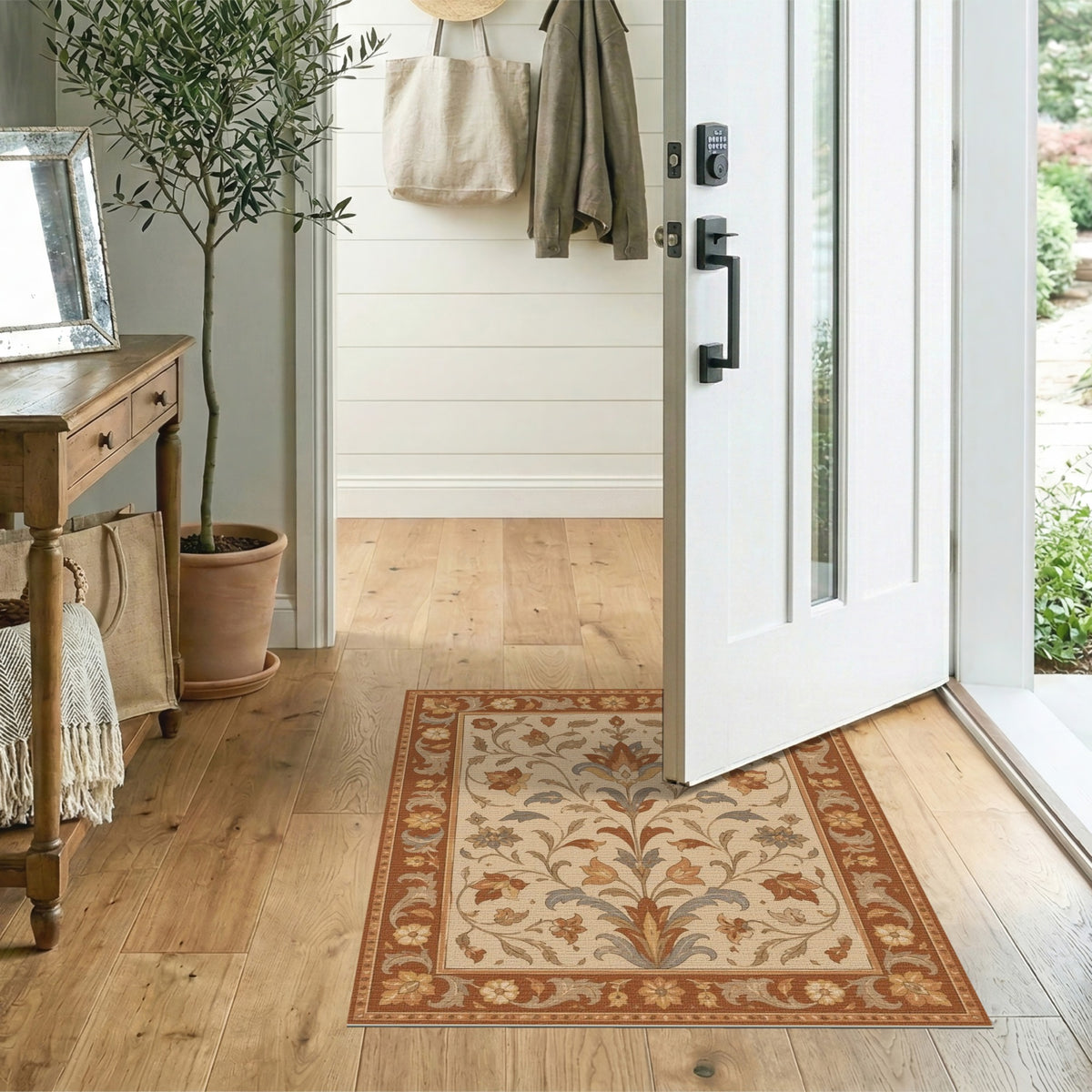 Brown Floral Vintage Area Rug