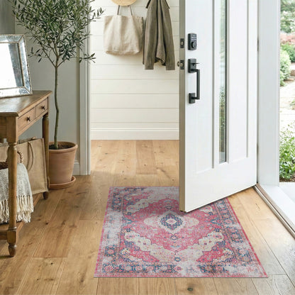 Medallion Distressed Vintage Pink Distressed Vintage Medallion Area Rug